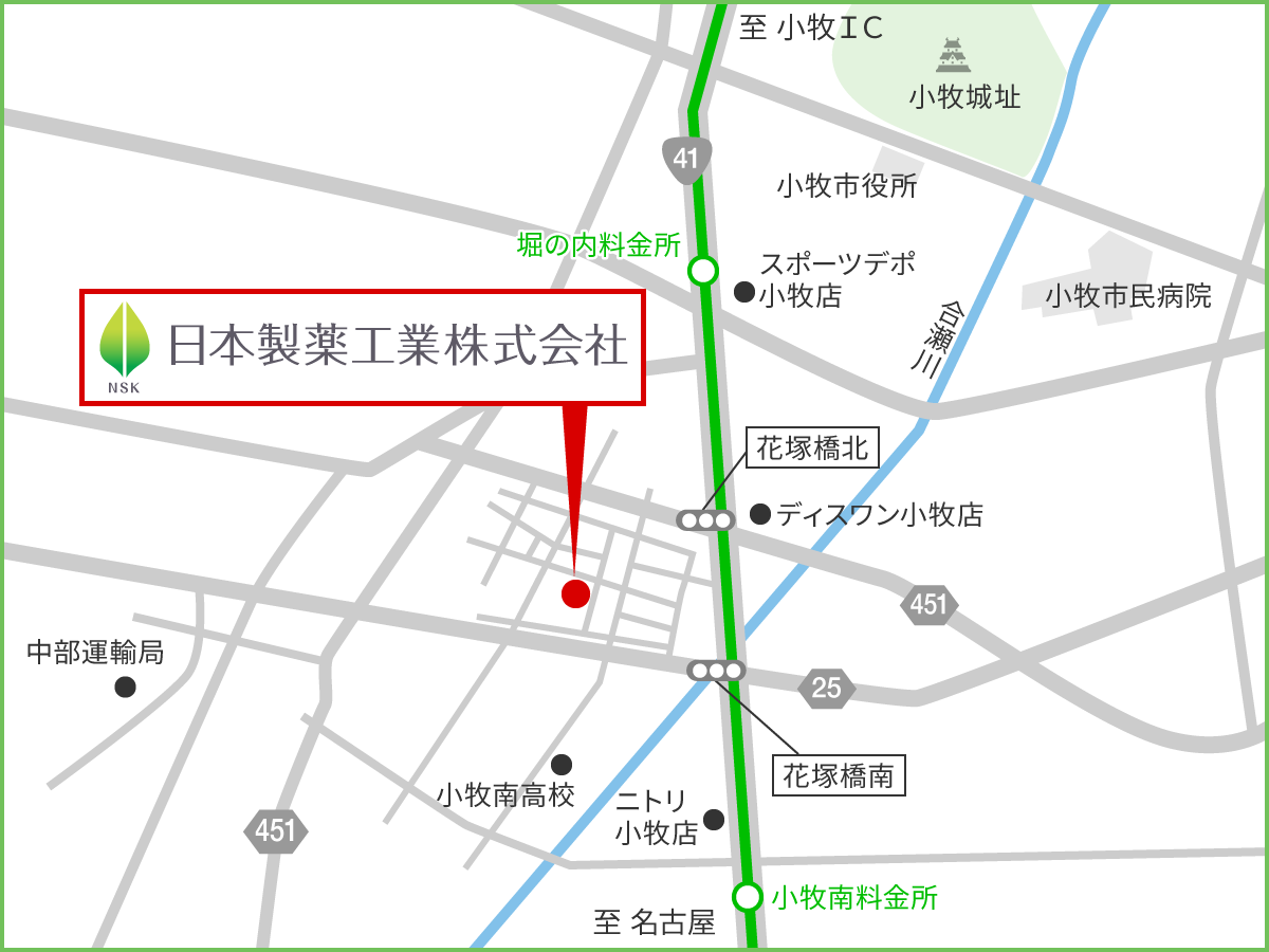 日本製薬工業株式会社周辺MAP